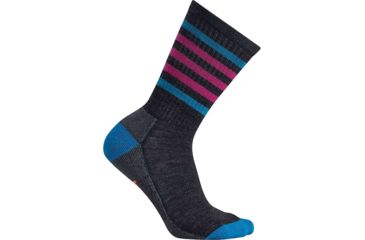 Image of Smartwool Striped Hike Light Crew Sock - Women's-Charcoal/Berry-Medium