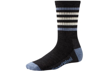 Image of Smartwool Striped Hike Light Crew Sock - Women's-Charcoal/Blue Steel-Small