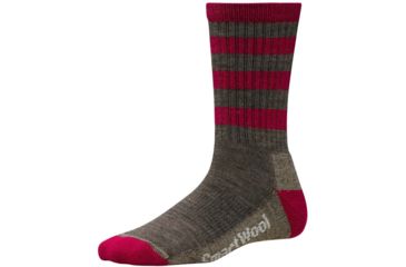 Image of Smartwool Striped Hike Light Crew Sock - Women's-Taupe-Medium