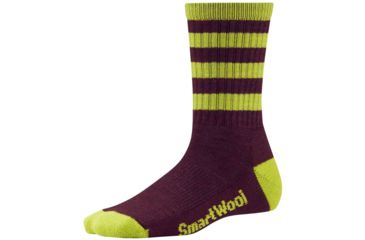 Image of Smartwool Striped Hike Light Crew Sock - Womens-Aubergine-Medium