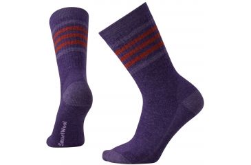 Image of Smartwool Striped Hike Medium Crew Sock - Women's -Mountain Purple-Small