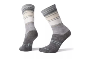 Image of Smartwool Sulawesi Stripe Crew Socks - Womens, Light Gray, Small, SW003900039-S