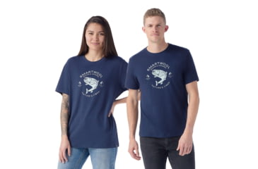 Image of Smartwool Trout Fishing Short Sleeve Graphic Tee, Deep Navy, Small, SW002596092100S000