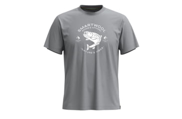 Image of Smartwool Trout Fishing Short Sleeve Graphic Tee, Light Gray Heather, Small, SW002596545100S000