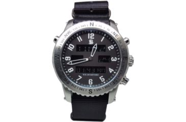 Image of Smith&amp;Bradley Ltd. The Ambush Stainless Steel Tactical Watch,44mm,Black Dial,Black NATO and TPU Rubber Strap AMBUSH STAINLESS
