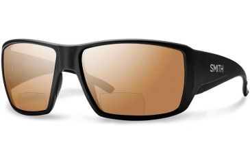 Image of Smith Guide's Choice Bifocals Sunglasses, Matte Black Frame, Polarized Copper Mirror 2.00 Lens, GCMBCM200