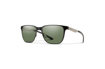 Image of Smith Lowdown Metal Sunglasses, Matte Black/Silver Frame, ChromaPop Polarized Gray Green Lens, 204930TI754L7