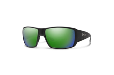 Image of Smith Optics Guides Choice Sunglasses, ChromaPop Glass Polarized Green Mirror Lens, Matte Black Frame, 20494700362UI