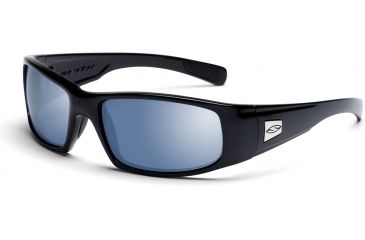 Image of Smith Optics Hideout Sunglasses with Black frames and Blue Mirror lenses