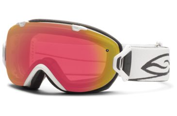 Image of Smith Optics I/OS Snow Goggles - White Frame w/ Blackout and Red Sensor Lens IS7BKWT13