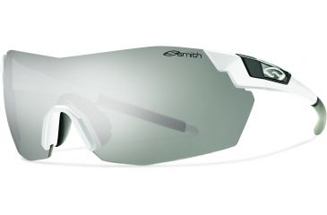 Image of Smith Optics Pivlock V2 Max Sunglasses - White Frame, Platinum,Ignitor,Clear Lenses VWMPCGYMWT