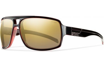 Image of Smith Optics Swindler (New) Sunglasses - Black Red Frame, Polarized Gold Gradient Mirror Lenses SRPPGDGBRD