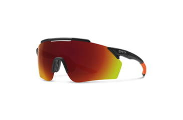 Image of Smith Ruckus PivLock Sunglasses, Matte Black Cinder Frame, ChromaPop Red Mirror Lens, 201522RC299X6