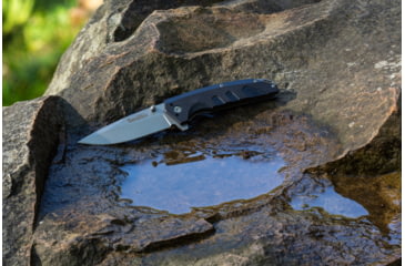 Image of Smiths Rally Folding Knife, 3.4in, 420 Stainless Steel, Satin, Drop Point Blade, G10 Handle, Black, 50991