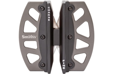 Image of Smith's Sharpeners Caprella Two-Step Sharpener, 3in X 2.5in, Non-Slip Base, Crossed Carbide Blades And Triangular Ceramic Rods, Pre-Set Sharpening Angles, 420 SS Frame, 51106