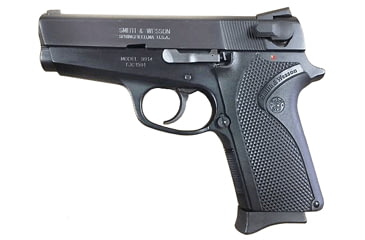 Image of Smith &amp; Wesson 3914LS LadySmith Pistol, 9mm Luger, 3.5in barrel, aluminum alloy frame, straight backstrap wrap-around grip, recoil operated semi-automatic, fixed 3-dot white, 8 round magazine, SW-3914LS LS-1-FRRMPG