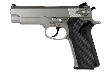 Image of Smith &amp; Wesson 4566 Pistol, .45 ACP, 4.25in barrel, stainless steel frame, straight backstrap wrap-around grip, recoil operated semi-automatic, 3-dot fixed, 8 round magazine, SW-4566-1-FRRMPG