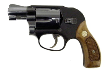 Image of Smith &amp; Wesson 49 Bodyguard Revolver, .38 Special, 2in barrel, blued finish steel frame, checkered walnut w/medallion grip, revolving chamber, ramp front, square notch rear, 5 round magazine, SW-49 Bodyguard-1-FRRMPG