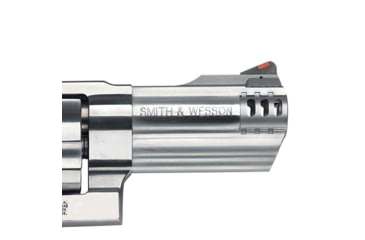 Image of Smith &amp; Wesson 500 Revolver, .500 S&amp;W Magnum, 4in barrel, stainless steel frame, Hogue Sorbothane grip, revolving chamber, red ramp front, adj. black rear, 5 round magazine, SW-500-1-FRRMPG