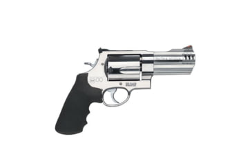 Image of Smith &amp; Wesson 500 Revolver, .500 S&amp;W Magnum, 4in barrel, stainless steel frame, Hogue Sorbothane grip, revolving chamber, red ramp front, adj. black rear, 5 round magazine, SW-500-1-FRRMPG