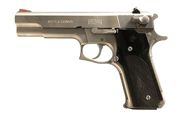 Image of Smith &amp; Wesson 645 Pistol, .45 ACP, 5in barrel, stainless steel frame, checkered black nylon grip, recoil operated semi-automatic, fixed blade front, fixed notch rear, 8 round magazine, SW-645-1-FRRMPG