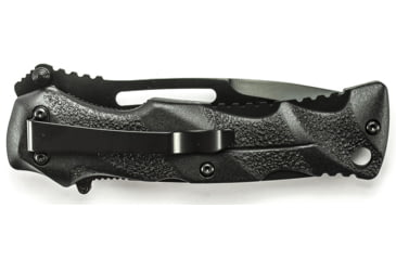 Image of Smith &amp; Wesson Black Ops Mini M.A.G.I.C. Assisted Opening Folding Knife,2.5in Black Steel Partially Serrated Re-Curve Drop Point Blade,Black Aluminum Handle,Clam Package SWBLOP2SMBSCP