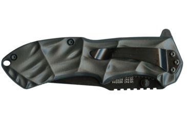 Image of Smith &amp; Wesson Black Ops Mini M.A.G.I.C. Assisted Opening Liner Lock Folding Knife,2.5in Black Steel Partially Serrated Drop Point Blade,Grey Aluminum Handle,Clam Package SWBLOP3SMSCP