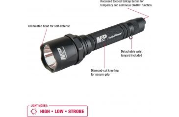 Image of Smith &amp; Wesson Delta Force MS-10 LED Flashlight, 1115 Lumens, 3X CR123, Black 110148