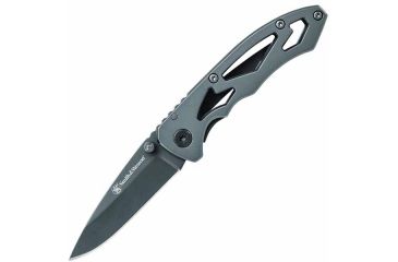 Image of Smith &amp; Wesson Folding Knife,2.22in Gray Drop Point Plain,7Cr17MoV High Carbon Stainless Steel,Gray Skeleton Handle CK400