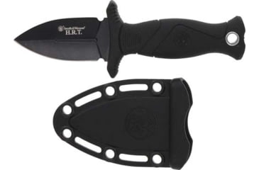 Image of Smith &amp; Wesson HRT Boot/Neck Fixed Blade Knife w/Sheath, 2in, Stainless Steel, Rubber Overmolded Handle, 1160815