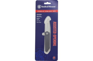 Image of Smith &amp; Wesson Extreme Ops Spring Assisted Opening Folding Knife, 2.5in, High Carbon Steel Tanto Blade, Black Aluminum Handle, 1206286