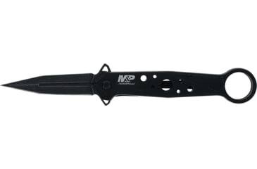 Image of Smith and Wesson M and P Folding Knife, 8Cr13MoV Stainless Steel Blade, Dagger Plain Blade, Black Handle, 1193183