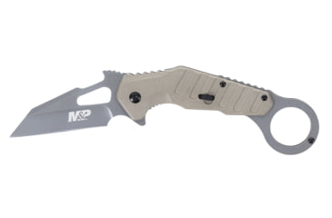Image of Smith &amp; Wesson M&amp;P Extreme Ops Karambit Folding Knife, 3in 8Cr13MoV Stainless Steel Titanium Nitrided Coated Blade, G10 Handle, Gray, 1147102