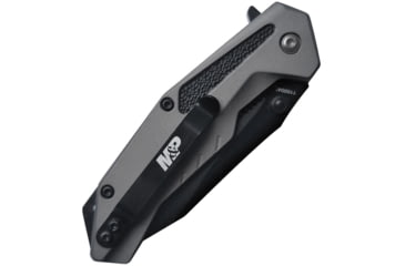 Image of Smith &amp; Wesson M&amp;P Linerlock Folding Knife, 3.75in Closed, 2.75in Black SS Blade, Black/Gray Rubberized Aluminum Handle, Thumb Stud, Pocket Clip, Black/Gray, 1100040