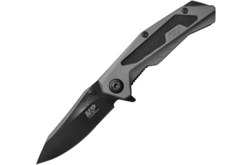 Image of Smith &amp; Wesson M&amp;P Linerlock Folding Knife, 3.75in Closed, 2.75in Black SS Blade, Black/Gray Rubberized Aluminum Handle, Thumb Stud, Pocket Clip, Black/Gray, 1100040