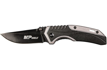 Image of Smith &amp; Wesson M&amp;P Shield Assisted Opening Folding Knives, 2.75 in, 8Cr13MoV Stainless Steel, Drop Point, Black/Gray, Aluminium Handle, 1085919