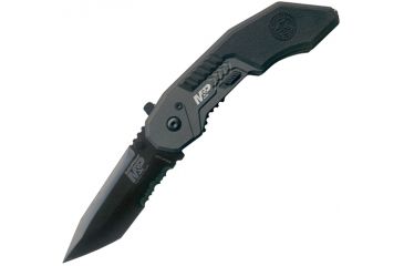 Image of Smith &amp; Wesson Military Police Magic Assisted Opening Folding Knife, 2.9 in, 4034, Black Combo Tanto Blade, Flat Dark Earth Handle, SWMP3BSD