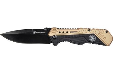 Image of Smith &amp; Wesson S&amp;w Knife Black/fde Spring Ast 3.5'' Black Blade Rub/alum