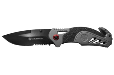 Image of Smith &amp; Wesson Spring Assisted Rescue Folding Knife, 3.4in, 8Cr13MoV Steel Blade, 4.5in, Rubberized Aluminum Handle, 1100038