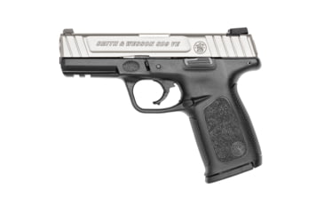 Image of Smith &amp; Wesson SW SD9 Pistol, 9mm Luger, 4in barrel, black polymer frame, integrated polymer grip, recoil operated semi-automatic, tritium dot front, fixed 2 dot rear, 16 round magazine, SW-SW SD9-1-FRRMPG