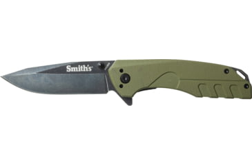 Image of Smiths BattlePlan Folding Knife, 3.35in, 420 Stainless Steel, Black Stonewash, Drop Point Blade, G10 Handle, OD Green, SP-50996