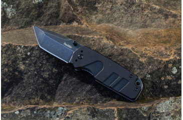 Image of Smiths Campaign Folding Knife, 2.78in, 420 Stainless Steel, Black Stonewash, Tanto Blade, G10 Handle, PP1-Mini Tactical Sharpener, Black, SP-50997