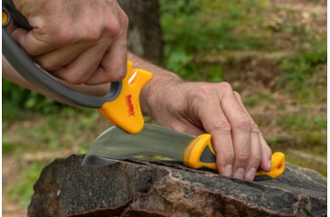 Image of Smiths EdgeSport Skinning Knife, 6in, 400 Stainless Steel, Corrosion-Resistant, Skinner Blade, TPE Handle, Orange/Gray, SP-51060