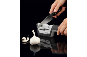 Image of Smiths Gourmet Diamond Pro Pull-Thru Knife and Scissor Sharpener, Black/White/Gray, SP-50217