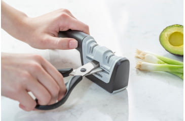 Image of Smiths Gourmet Diamond Pro Pull-Thru Knife and Scissor Sharpener, Black/White/Gray, SP-50217