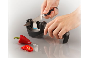 Image of Smiths Gourmet Pull-Thru Sharpener, Carbide &amp; Ceramic Black, Black/Gray, SP-50032