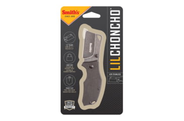 Image of Smiths Lil Choncho Folding Knife, 2.2in, 400 Stainless Steel, Black Stonewash, Cleaver Blade, G10 Handle, Black, SP-51126