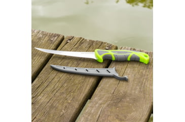 Image of Smiths Mr. Crappie 6 in Curved Slab-Sticker Fillet Knife w/Breathable Sleeve, Green, SP-51208