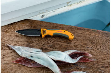 Image of Smiths Trail Breaker Folding Knife, 3.5in, 420 Stainless Steel, Black, Drop Point Blade, Orange/Gray, SP-51005