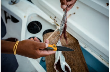 Image of Smiths Trail Breaker Folding Knife, 3.5in, 420 Stainless Steel, Black, Drop Point Blade, Orange/Gray, SP-51005